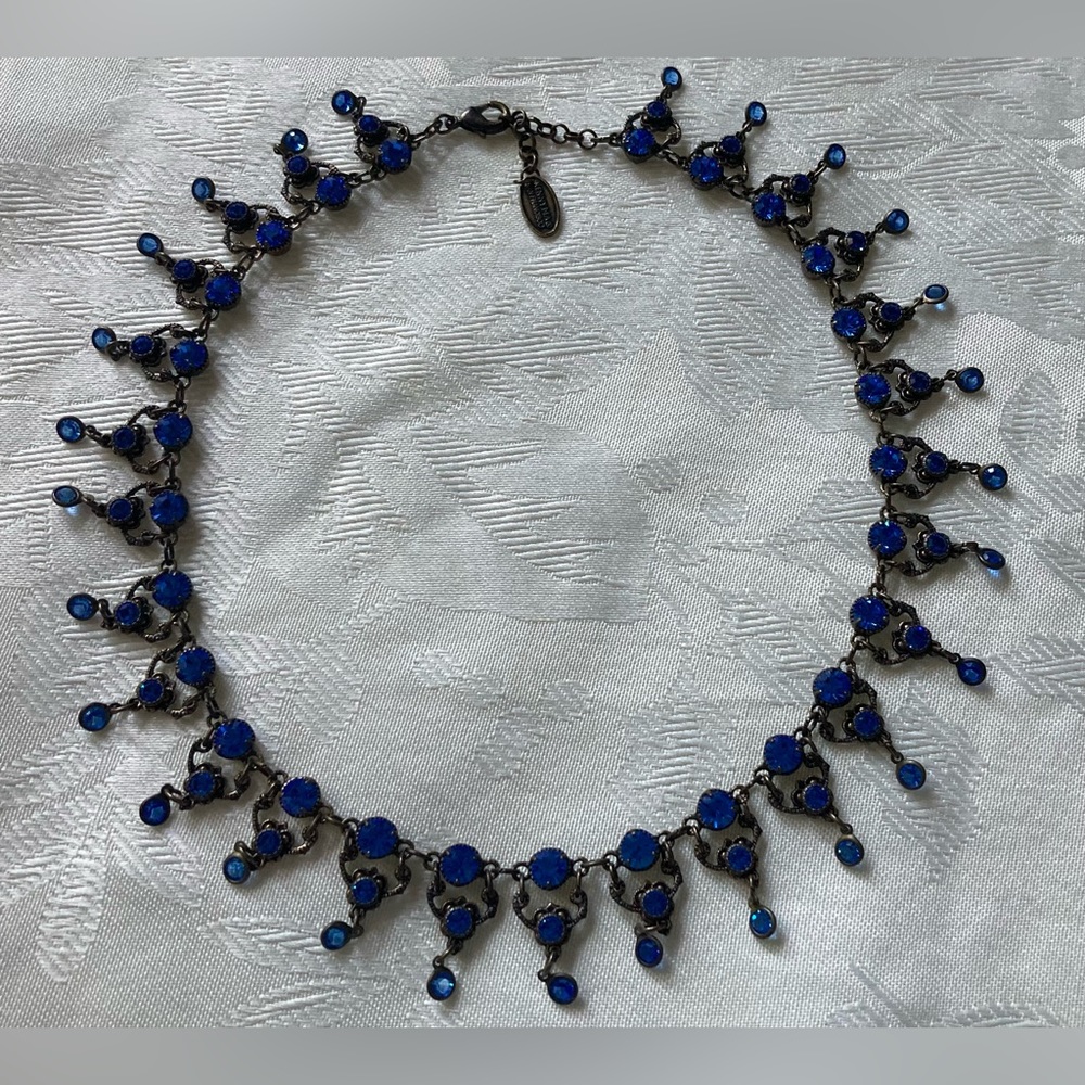 KENNY MA San Francisco Blue Sapphire Crystal Collar Necklace - Picture 4 of 11